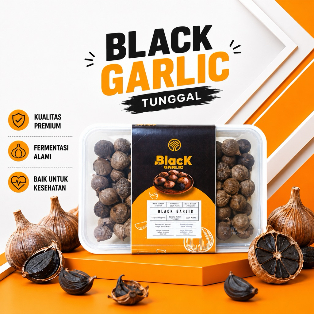 Black Garlic Bawang Hitam Tunggal  Solo 250 gram - Siap Konsumsi Fermentasi Alami