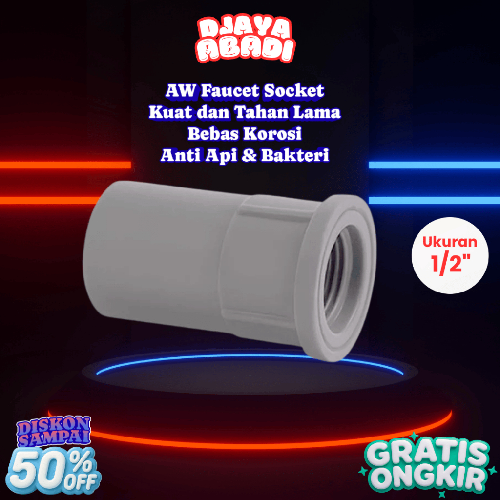 Sambungan Pipa PVC SDD Sok Drat Dalam 1/2 Inci - Fitting Pipa uPVC Trilliunpureflo AW Faucet Socket 