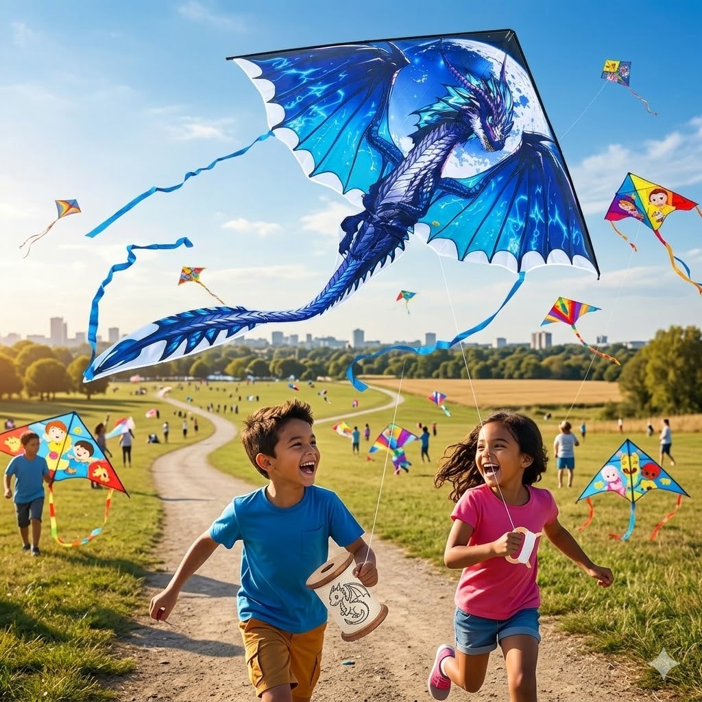 (Biru) Layangan Pantai NAGA Layangan parasut NAGA PHOENIX - Layangan NAGA DRAGON - Layangan NAGA KER