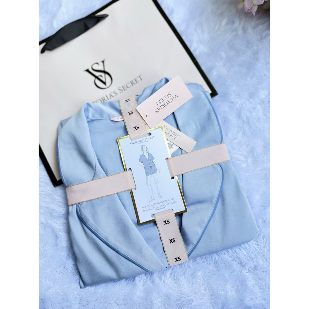 VICTORIA'S SECRET Signature Satin Short Pajama Set ( SEGEL TAG RUPIAH )