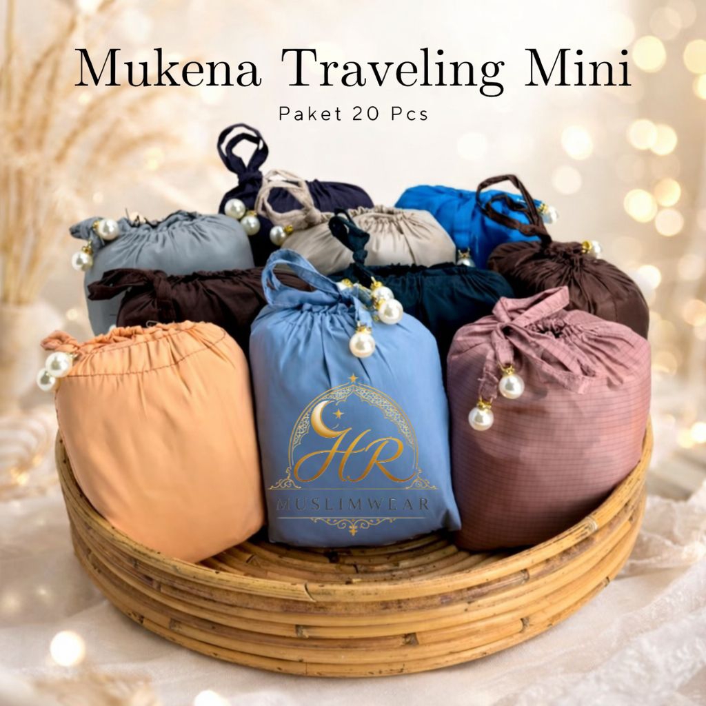 Grosir mukena dewasa Mukena traveling mini pouch 2in1 parasut korea isi 20pcs ( 1kodi)