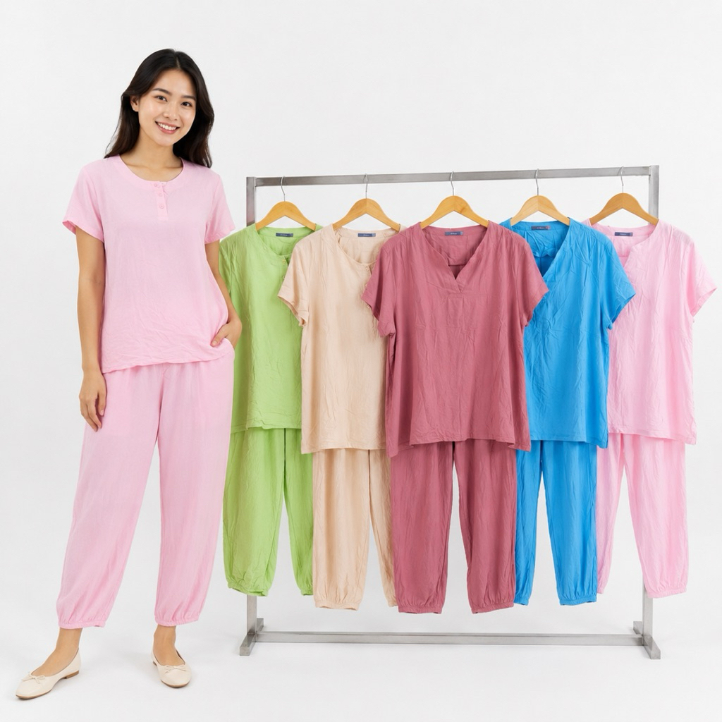 Piyama Wanita Dewasa Celana Panjang Rayon Adem | Setelan Rumahan Premium