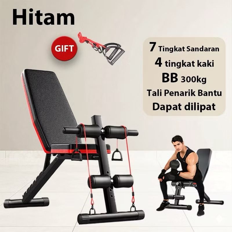 Kursi Bench Press Home Gym Lipat Alat Olahraga Sit Up Bench Angkat Beban Bangku Besi Latihan Dumbel