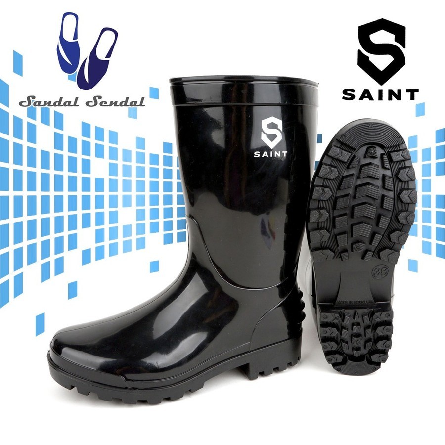 PROMOSepatu Boot Pendek SAINT ASCO / WILMER Hitam Boots Karet Lentur Anti slip & air