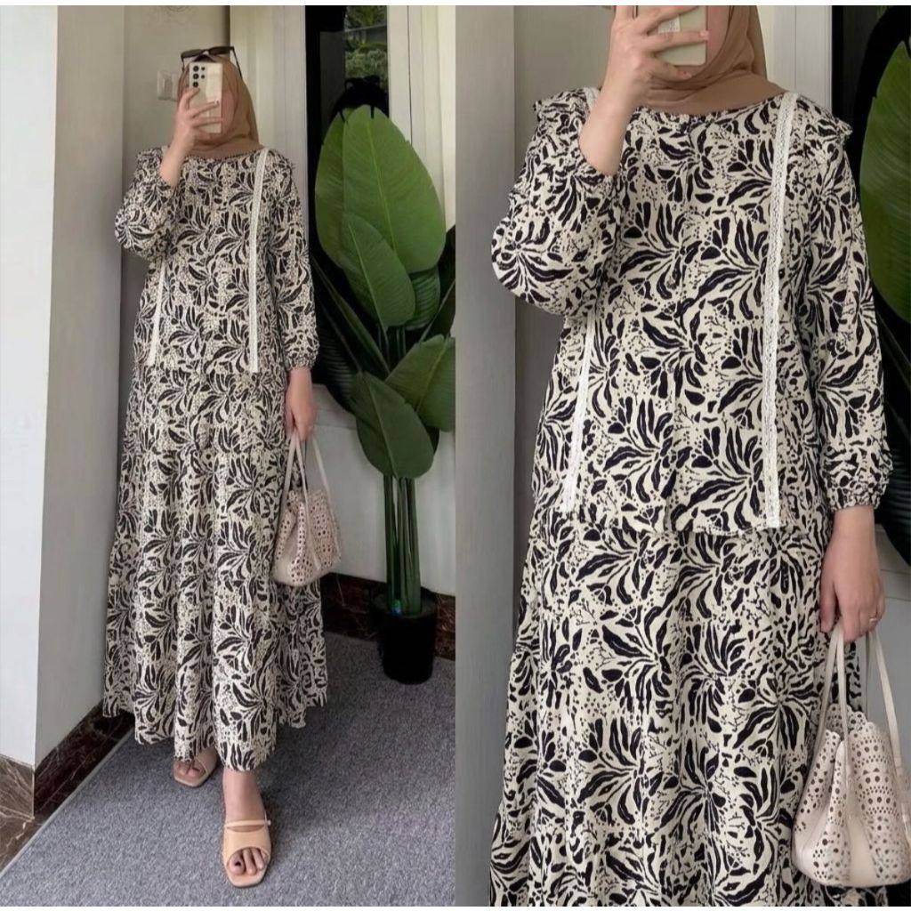 ZAYNA ONESET RAYON ROK MIX RENDA BUSUI FRIENDLY // SETELAN ROK RAYON // SET RENDA RAYON // SETELAN W