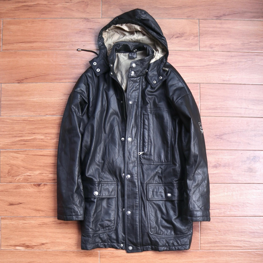 MCM kulit asli vintage coat parka ukuran xl oversize genuine leather
