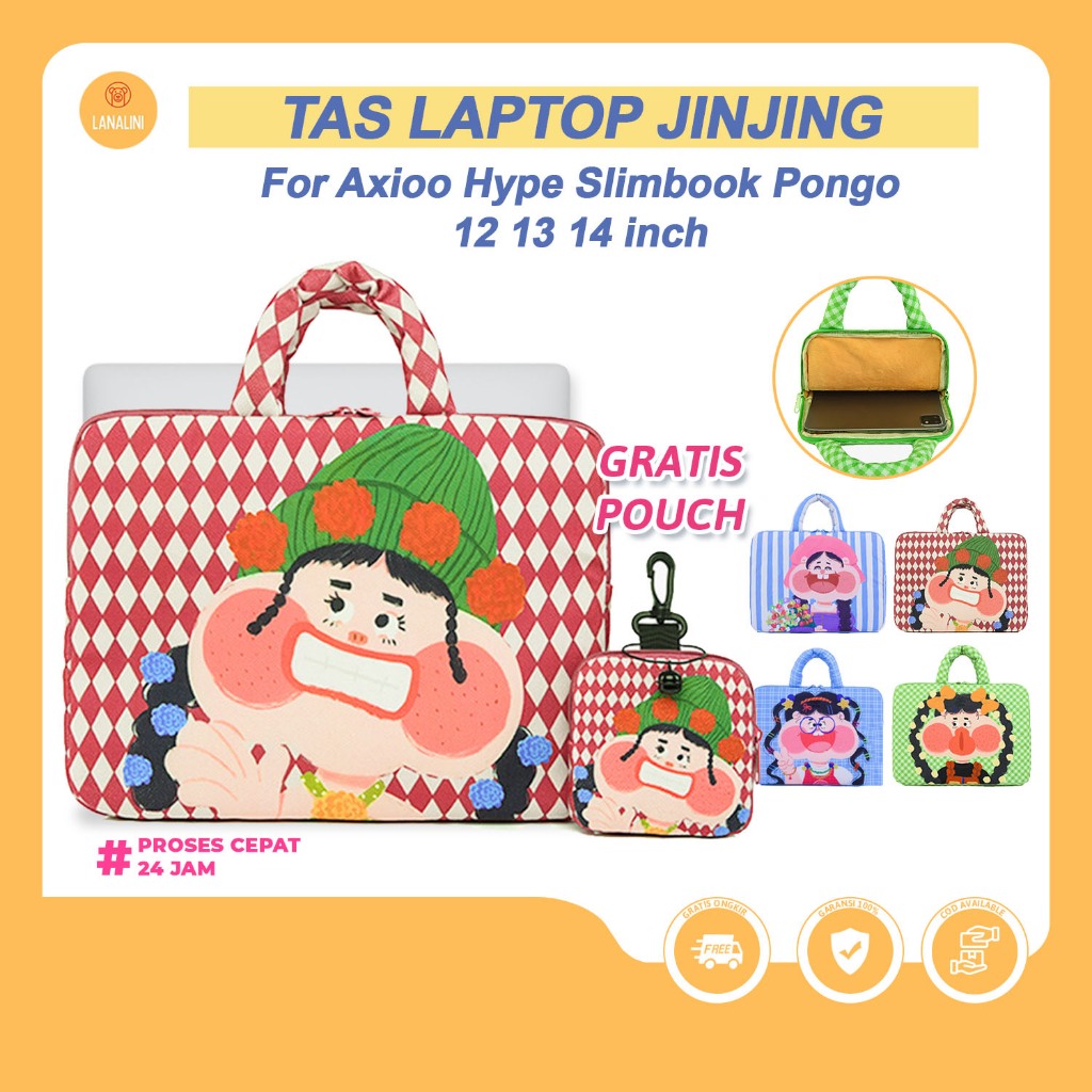 Tas Laptop Jinjing Axioo MyBook Z10 Hype 1 3 Pongo 13 14 Inch FREE Pouch Charger Sleeve Handle Water