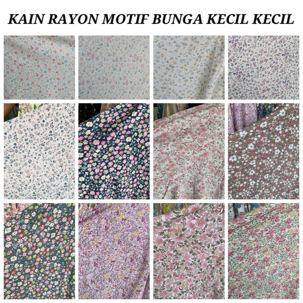 bahan kain katun rayon viscose motif bunga kecil kecil/rayon motif bunga terbaru
