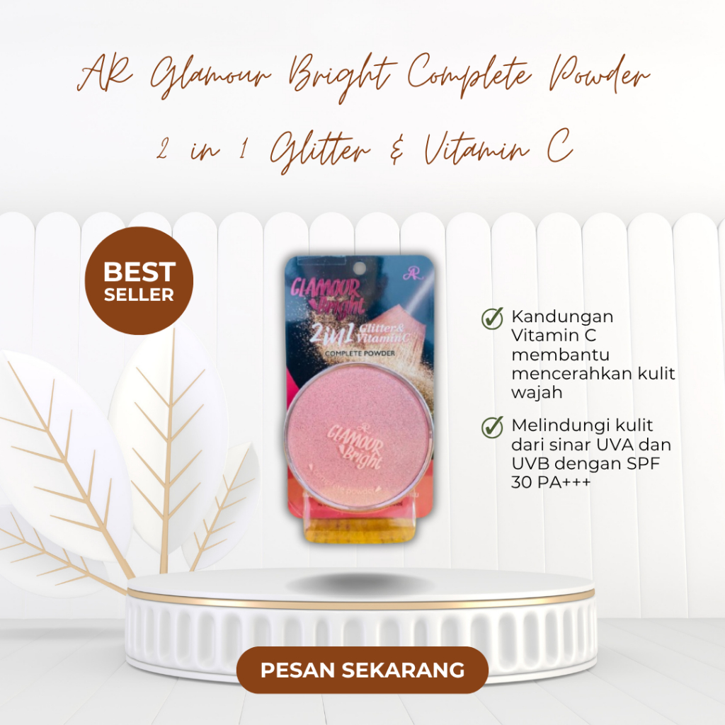 AR GLAMOUR BRIGHT 2in1 GLITTER AND VITAMIN C COMPLETE POWDER / BEDAK GLITTER / BEDAK GLOWING
