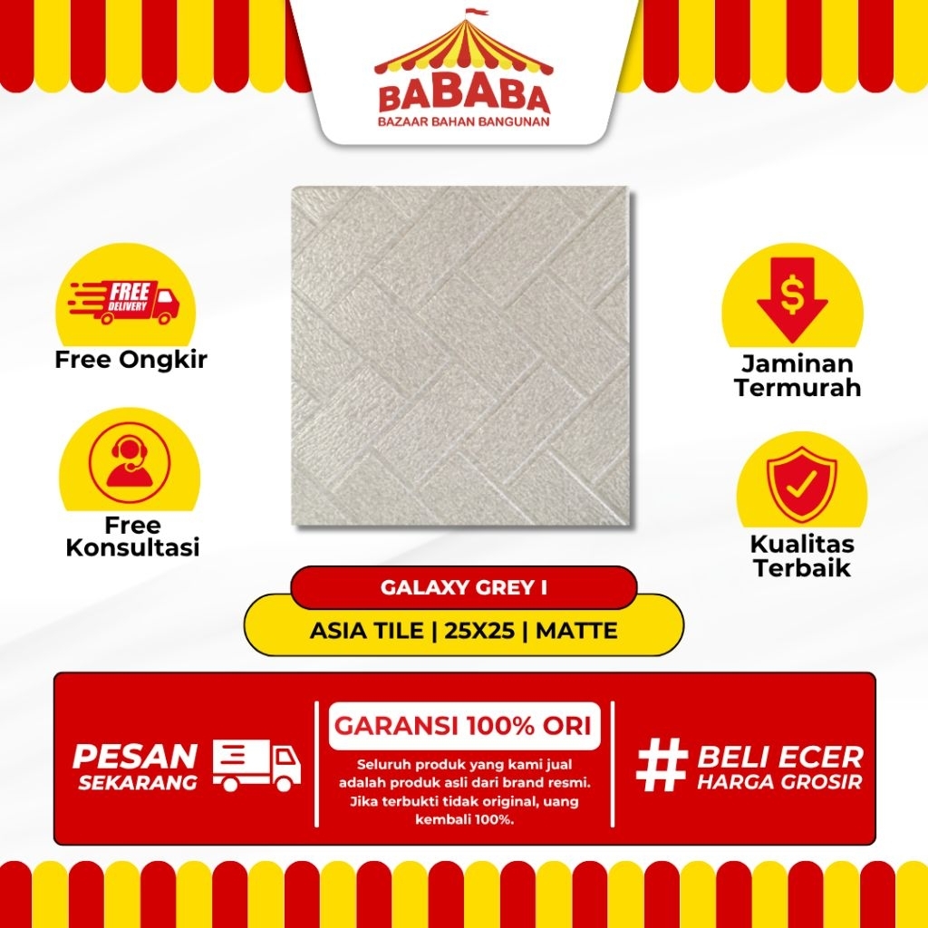 Keramik Lantai Ukuran 25x25 AsiaTile Galaxy Grey I Motif Industrial Keramik Lantai Kamar Mandi Garas