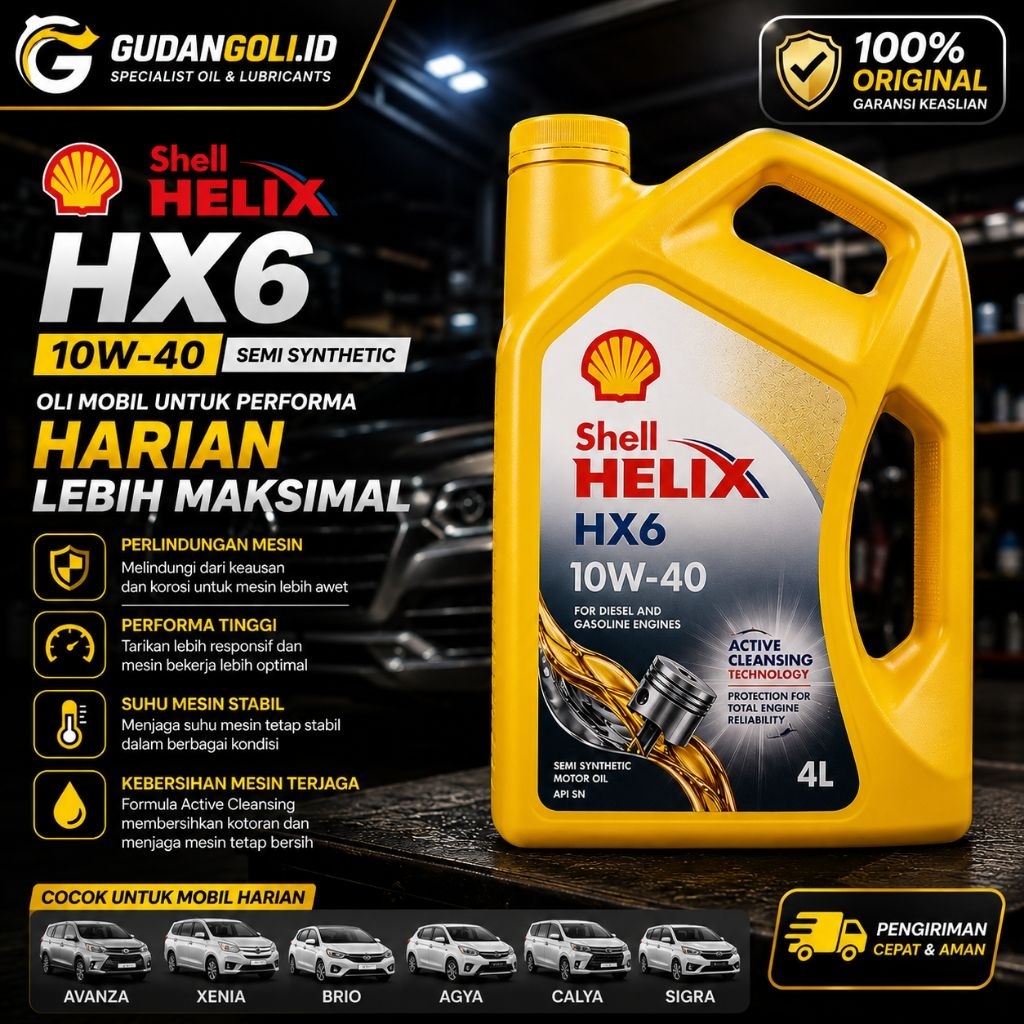 Oli Avanza Shell Helix HX6 10W40 4L Original Oli Mobil Semi Synthetic