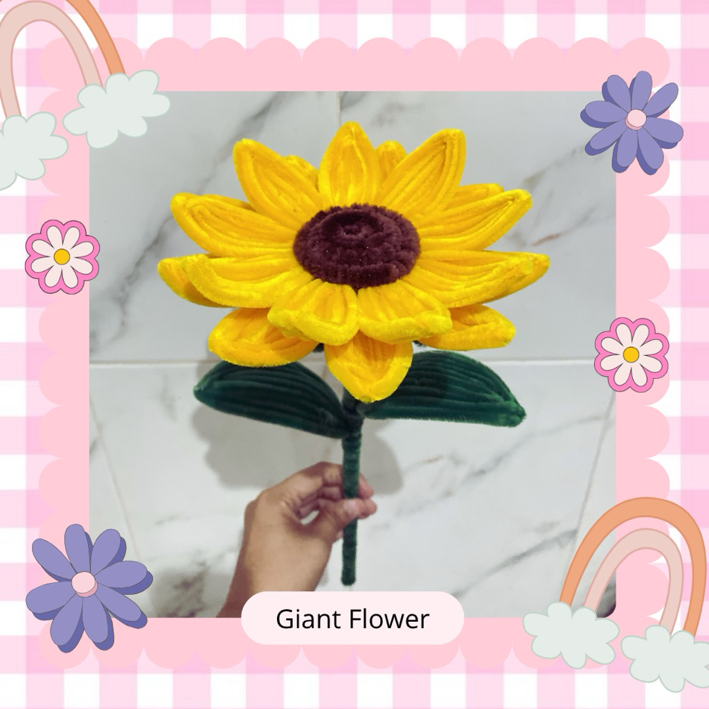 [[ GIANT FLOWER ]] Bunga Kawat Bulu Satuan / Bunga Kawat Bulu 1 Tangkai / Bunga Kawat Bulu Pertangka