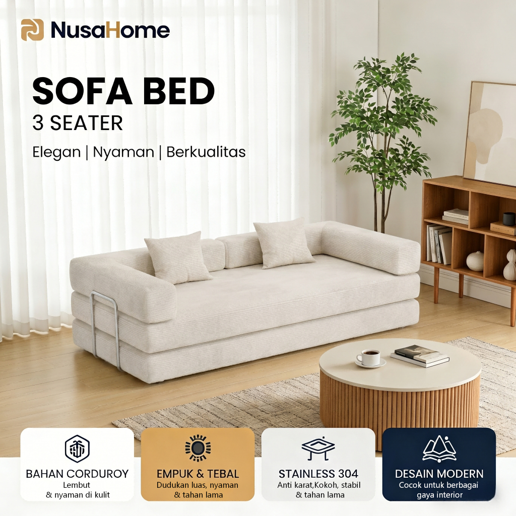 NusaHome 2026 Kursi Bahan Vacuum Anti Bau/Modular Sofa Bed/Sofa 3 Seater/Sofa Bench 180cm*190cm COD