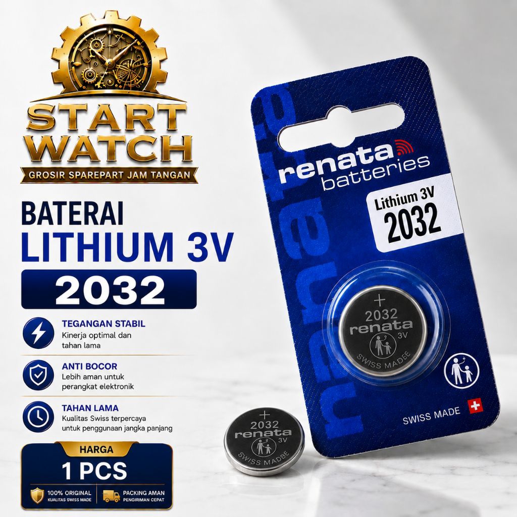 RENATA CR2032 original baterai lithium 3V Harga Terbaik 1PCS