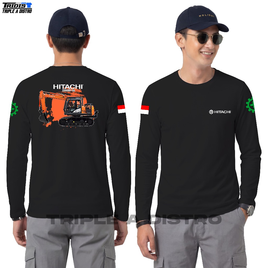 Kaos Lengan Panjang Operator Excavator ZX110MF-5G Operator Excavator Katun Combed 30s Sablon DTF