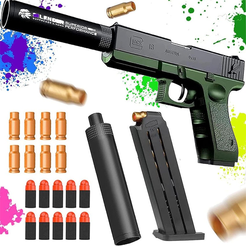 Glock G18 Pistol Senjata Mainan Anak Tembak Tembakan Kokang Soft Bullet Gun Toy