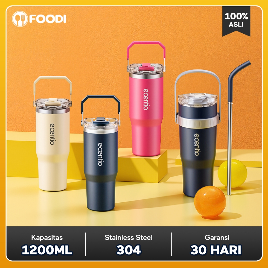 Ecentio tumbler stainless tahan dingin 24 jam tumbler premium quality 900ml /1200ml BPA FREE termos 