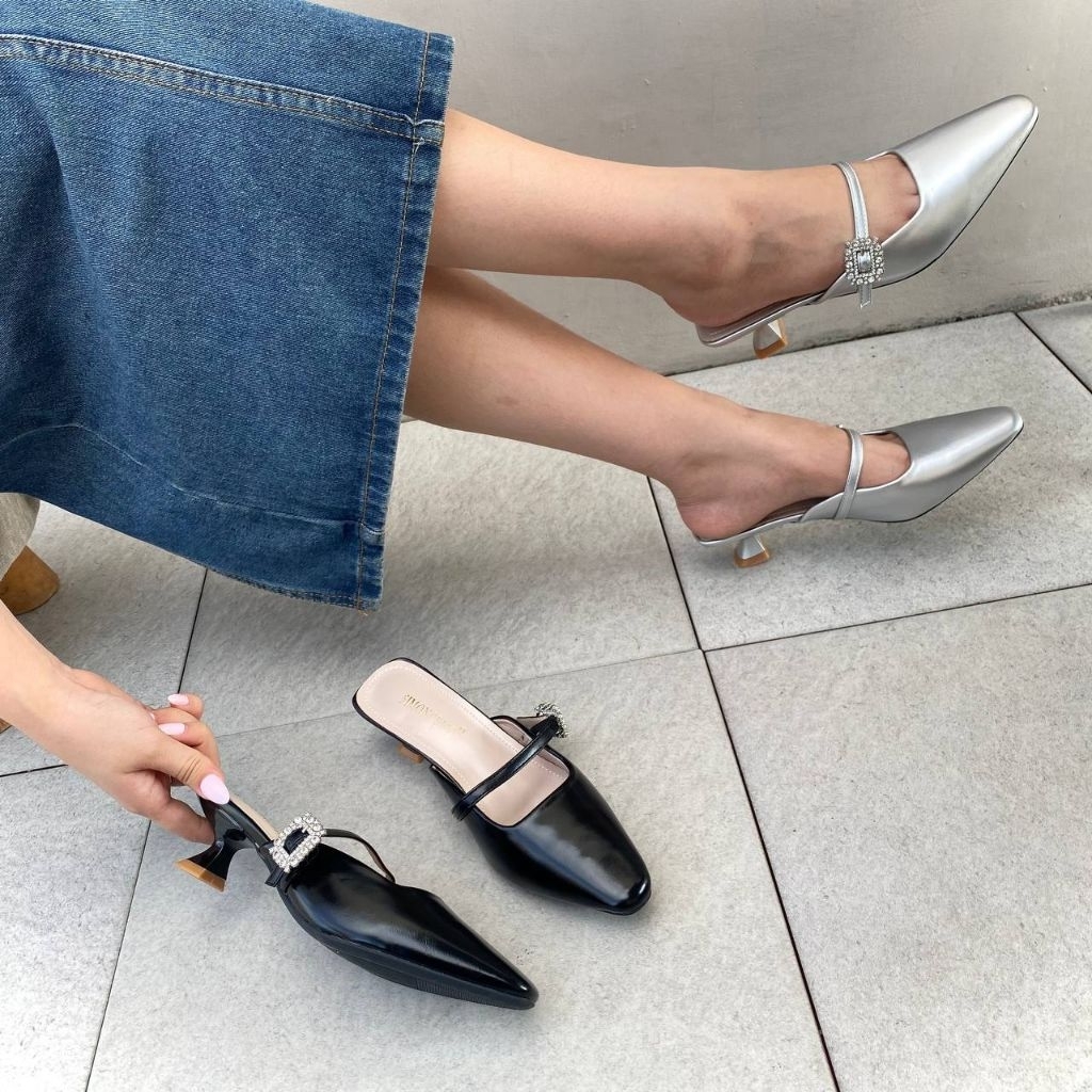 Simoncelli Sandal Wanita Heels 3 Cm | Sandal Kerja Wanita | Sandal Heels Pesta Import E100-13