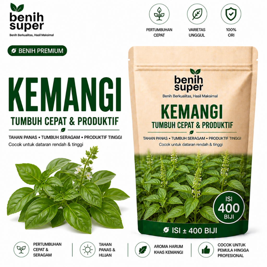 400 Biji - Benih KEMANGI Lalap Super Berkwalitas - Bibit Sayuran - Benih Sayuran Basil Lemon Bibit K