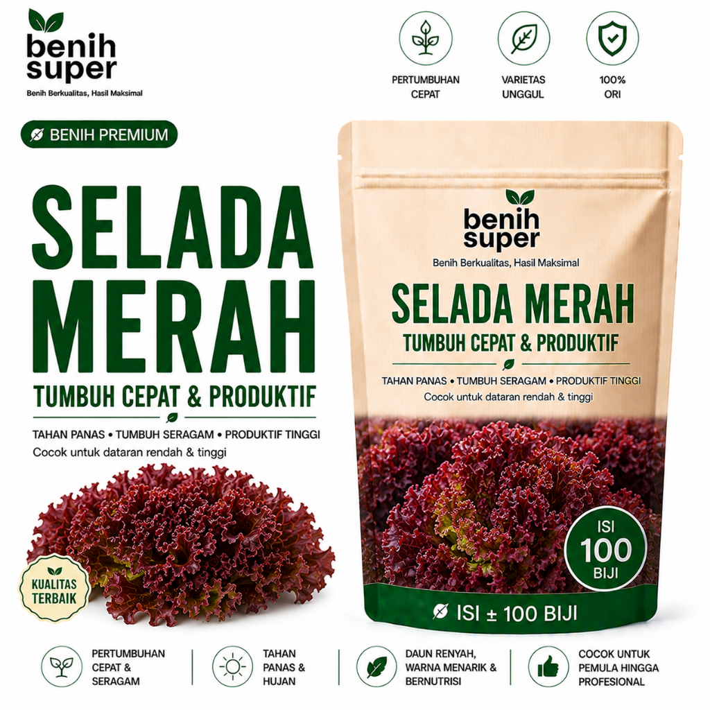 Benih super  Benih Selada Merah  RED - bibit Tanaman Sayur Sayuran Lettuce Selada Know You Bunga