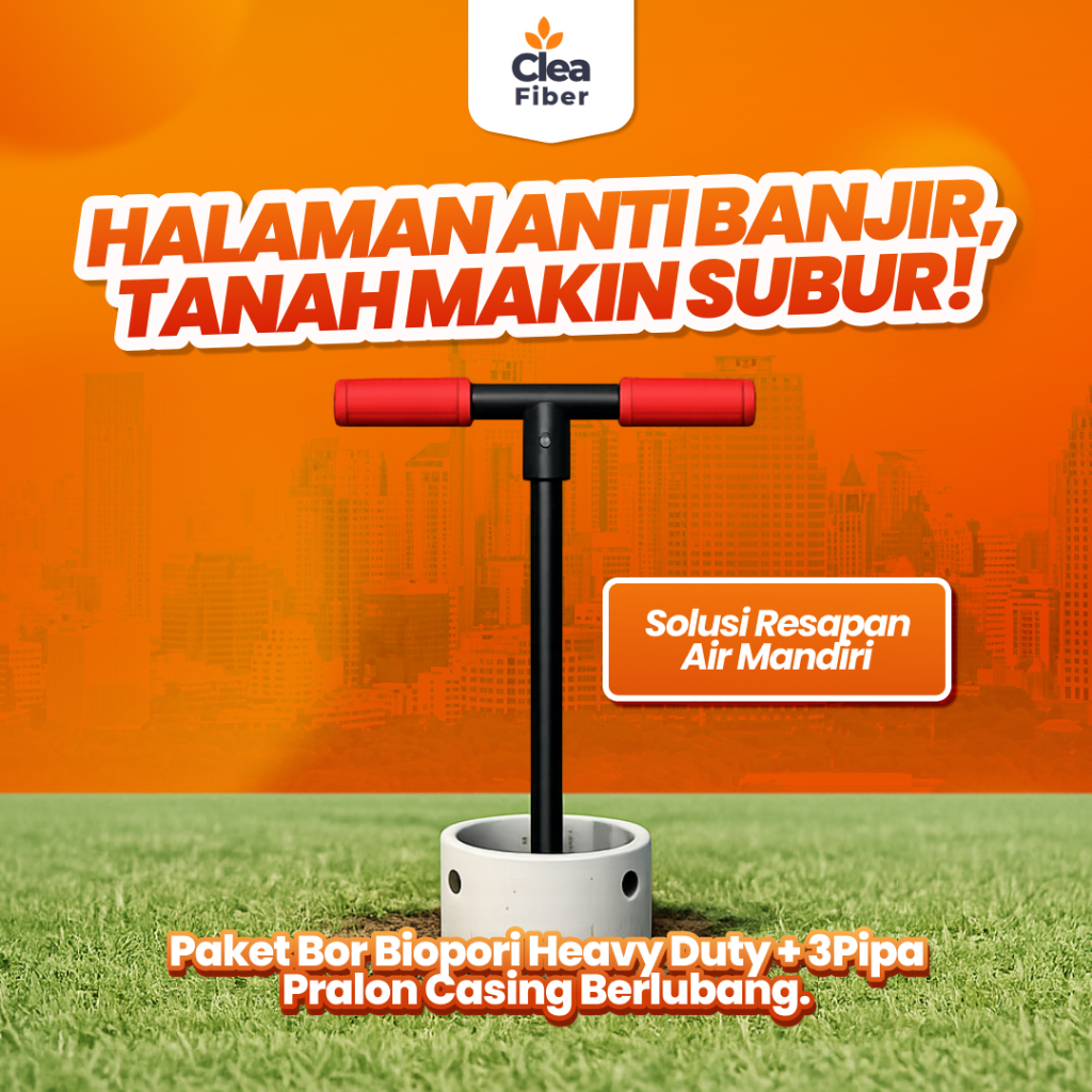 Bor Tanah Biopori Manual Besi Tahan Karat Kuat