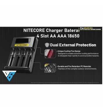 NITECORE Charger Baterai 4 Slot AA AAA 18650
