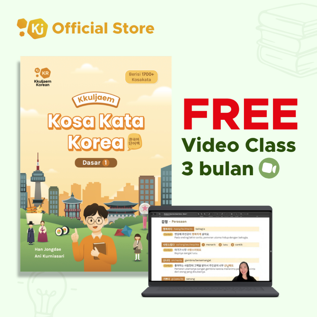 BUKU BELAJAR BAHASA KOREA | BUKU KKULJAEM KOSAKATA KOREA DASAR | BUKU PEMULA BAHASA KOREA