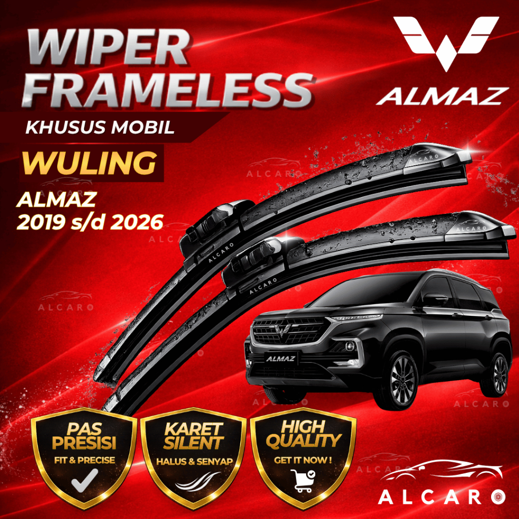 Alcaro Wiper Frameless ALMAZ 2019 s/d 2026 Original Premium - Sapu Kaca ALMAZ - Wiper ALMAZ Frameles