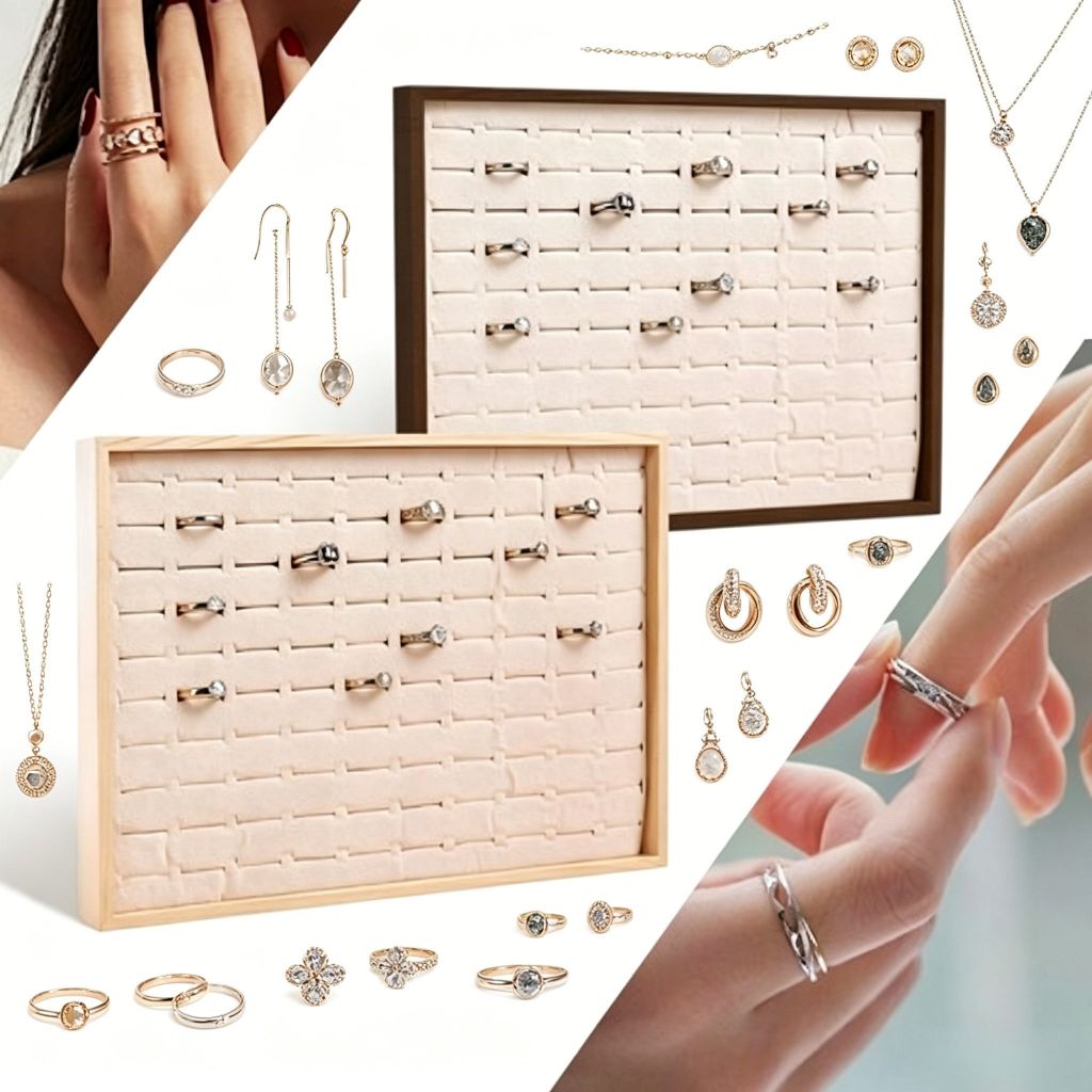 Nampan Cincin Display Pajangan Cincin Kayu Display Cincin Organizer