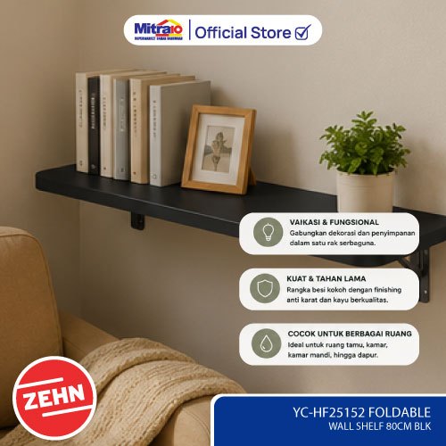 Rak Dinding Shelving Penyimpanan Zehn YC-HF25152 80 Cm Hitam