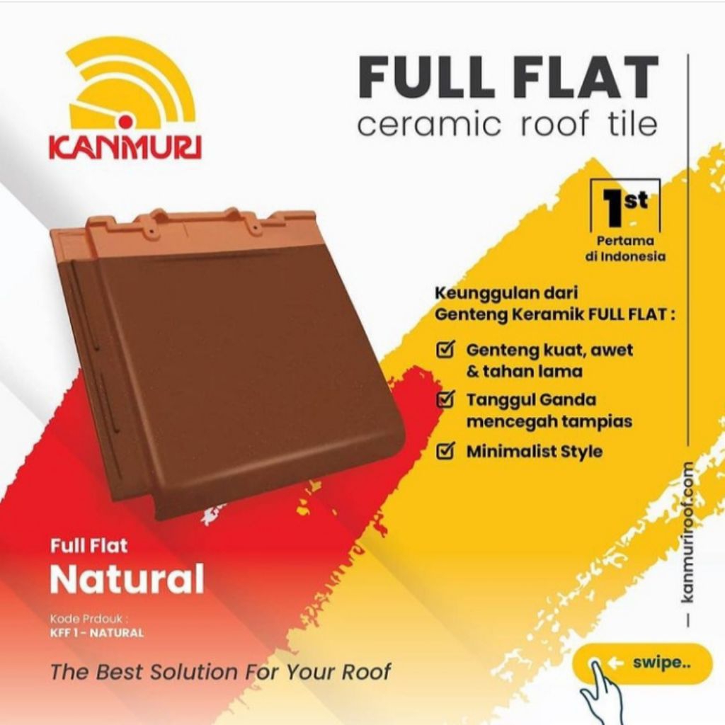 genteng keramik kanmuri full flat natural kw 1