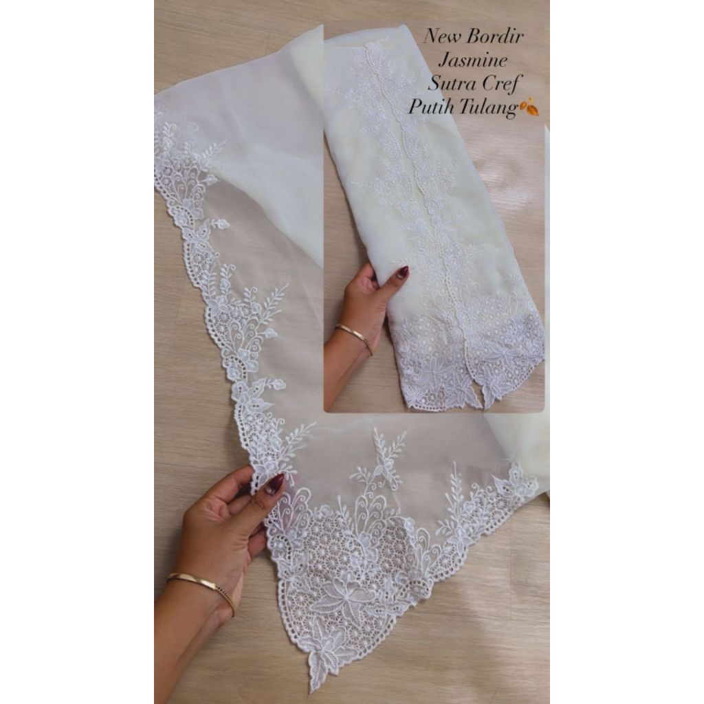 KAIN KEBAYA SUTRA CREPE BORDIR MOTIF DAUN // kebaya bordir bali // kebaya sifon