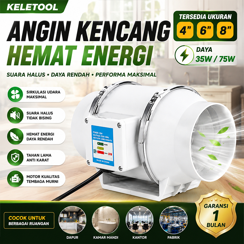 4 Inch Blower Exhaust Fan Kipas Mountable Exhaust Fan Tekanan Meningkat Ventilator Kamar Mandi dan D