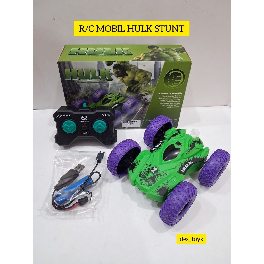 NEW MAINAN ANAK RC MOBIL STUNT CAS MOTIF HULK BISA JUNGKIR BALIK