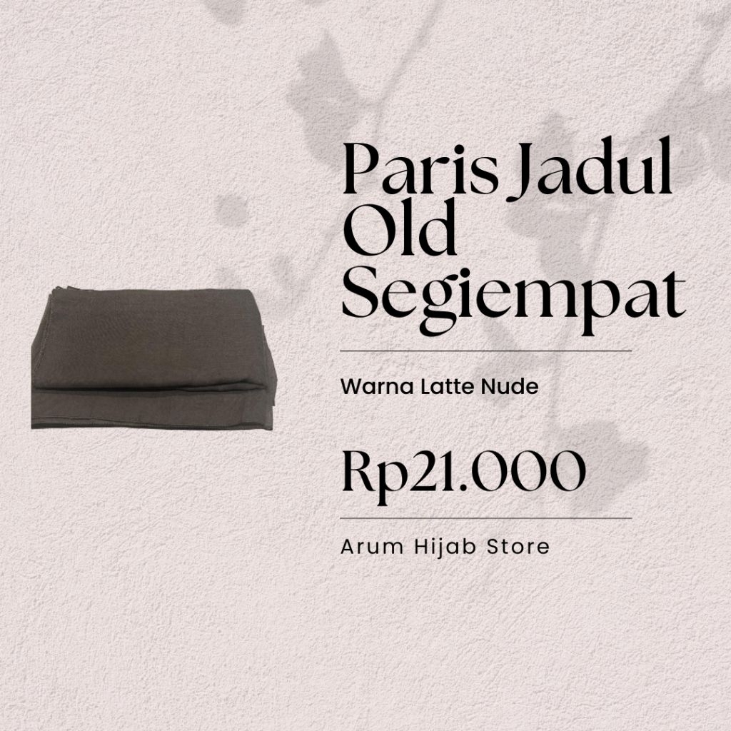 Jilbab Paris Jadul Old Segiempat Premium Warna Latte Nude