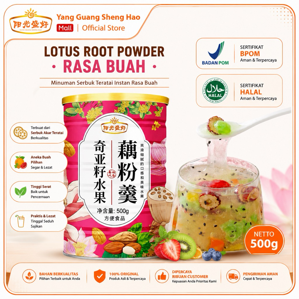 YANG GUANG Lotus Powder Rasa Buah/Fruits Oufen Lotus-500gram