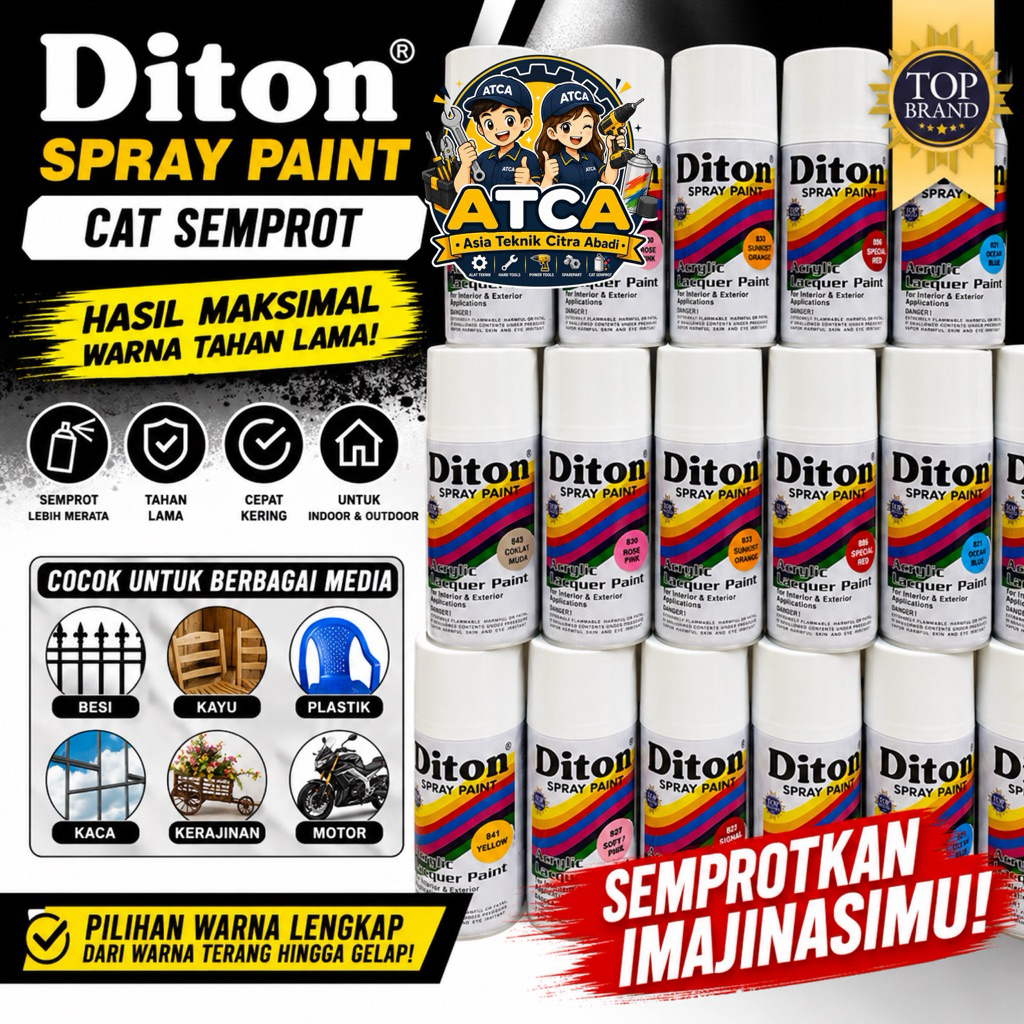 Diton 300cc / 300ml Besar Solid Metallic Glossy Megkilap Doff Cat Semprot Pilox Pilok Interior Ekste