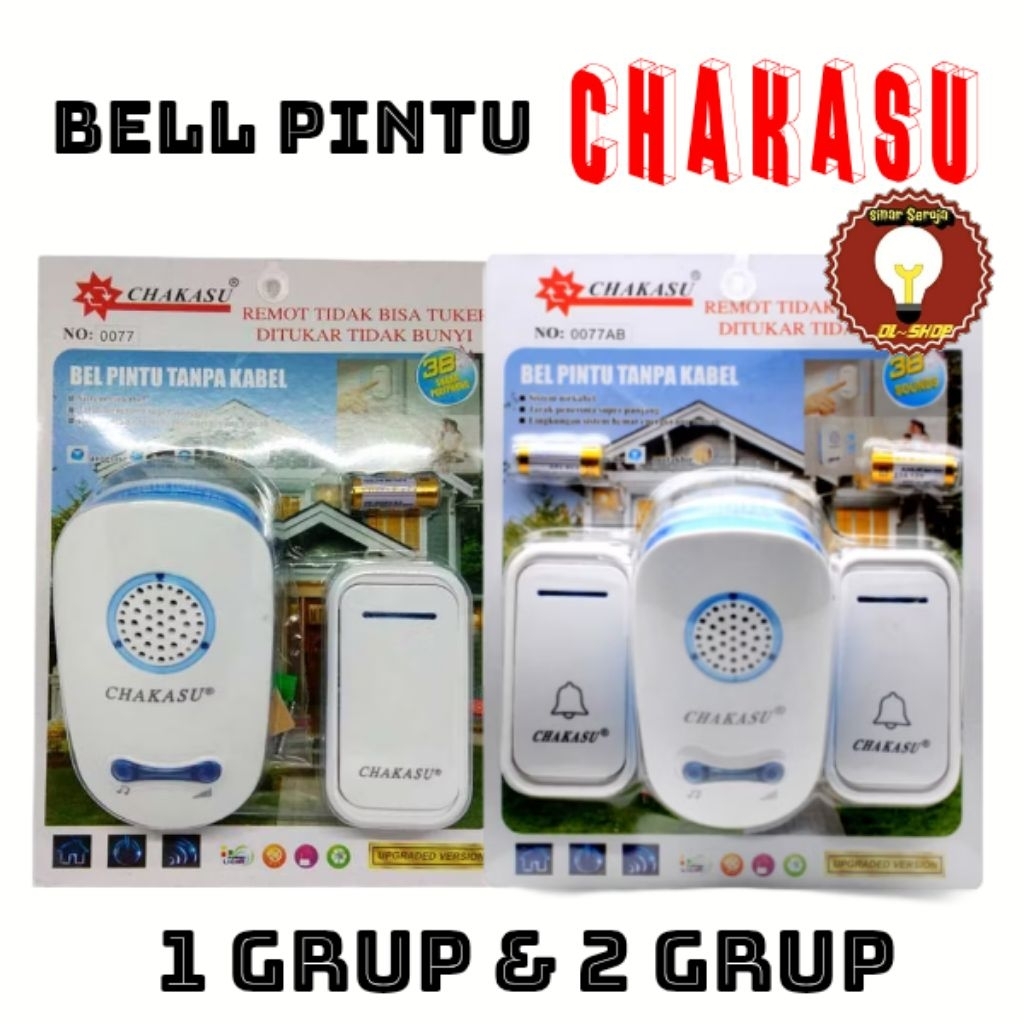 Bell Bel Pintu Rumah Wireless 1 Tombol Chakasu / Hattasu / Door bell