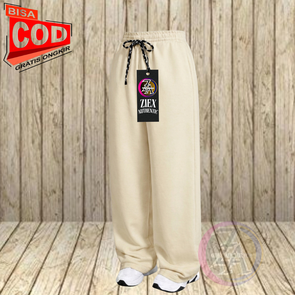 Oversize Kulot Celana Panjang Pria Fleece Baggy Cream Loose Pants Santai Korean Style