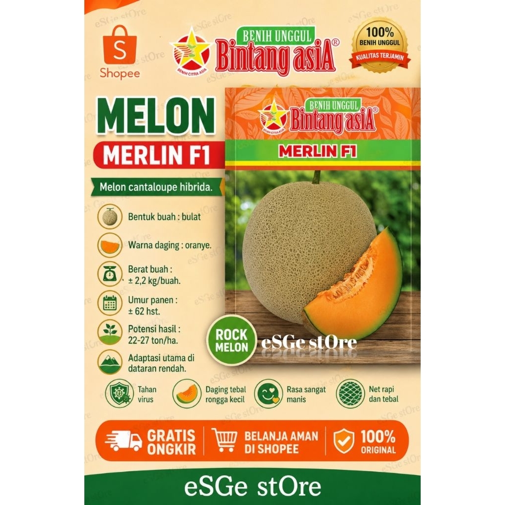 Benih bibit Melon Merlin F1 20Gr