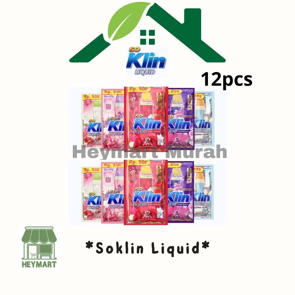 12 Pcs Soklin Liquid / Soklin Cair 1 Renceng / Soklin Liquid Detergen Cair 500an / SOKLIN Cair