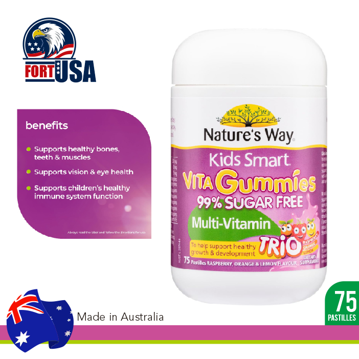 Nature's Way Nature's Way Kids Smart Multi Trio Sugar Free 75 Gummies/Multivitamin Gummies Anak