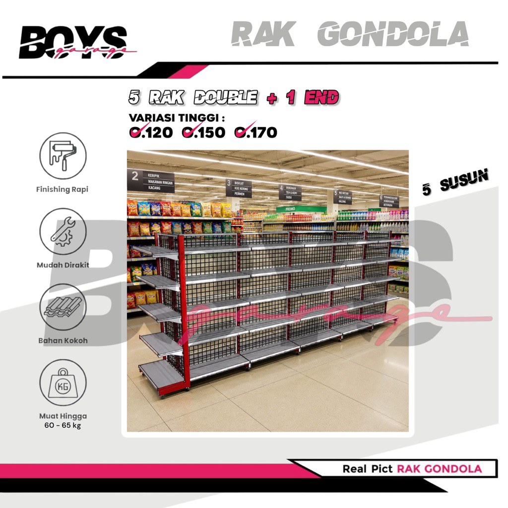 Rak Minimarket 6 Paket Hemat - 5 Susun ,6 Rak minimarket 1 Starting - 4 Jointing & 1 Rak END