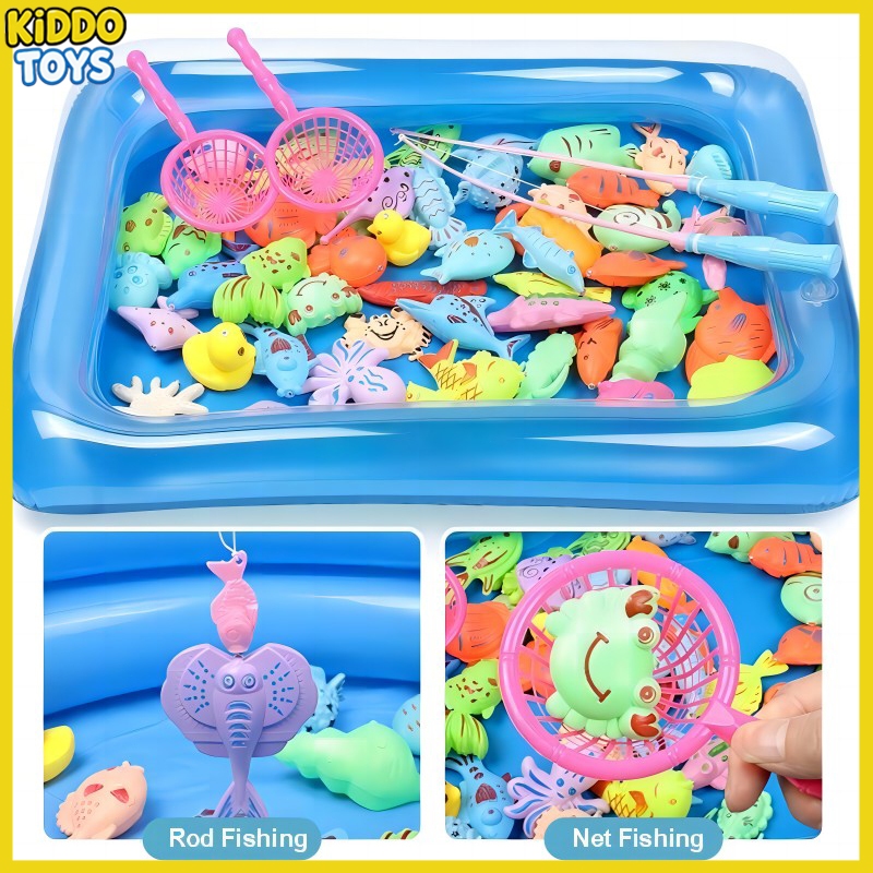 Set Mainan Memancing Pancingan Ikan Air Kolam Mainan Pancingan Ikan Magnet