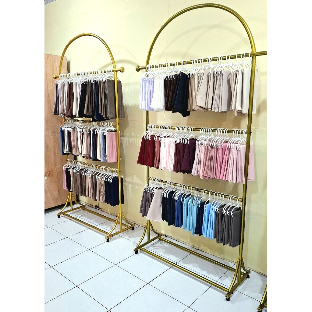 Najwa Gadget Standing Hanger Gawang Baju Bahan Besi Tebal Jilbab 3 Tingkat , Tinggi Total 2 M ,