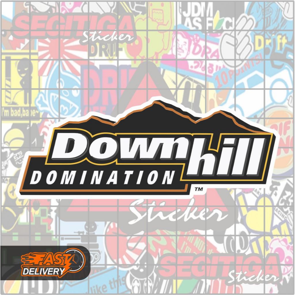 Sticker Downhill Domination Ukuran 9 x 3,5 Cm - Tahan Air, Glossy