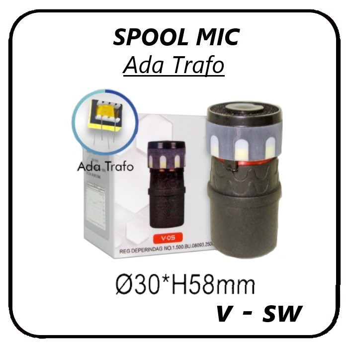 Spool Microphone Vocal kabel dan wireless - Spul Mic 30 mm V - SW