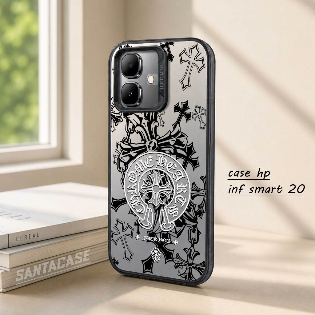 CASE INFINIX SMART 20 - SO COOL HOLOGRAM PREMIUM - Motif CROME HEART - Softcase HYBRID IMD PLATE Cow