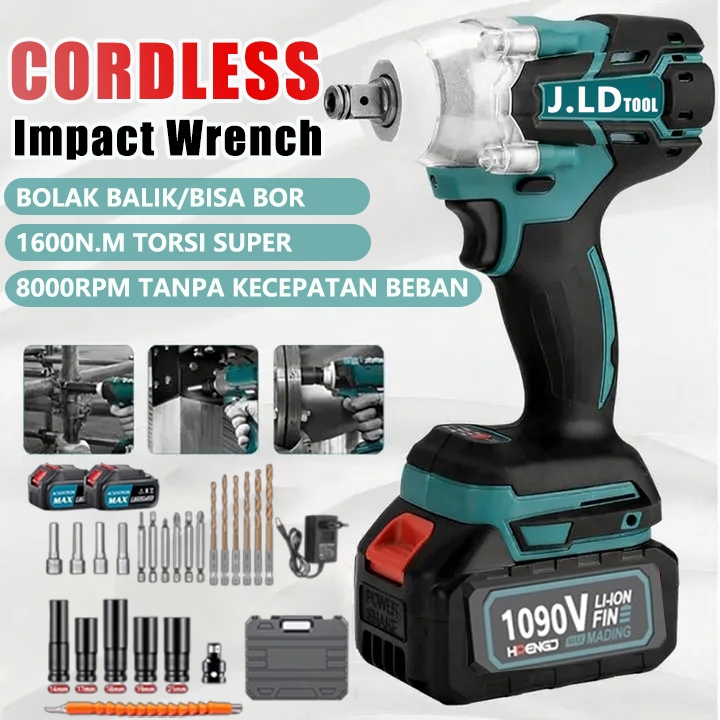 JLD Impact Wrench 1090V/588V Cordless Impact Wrench Impact Wrench Brushless Cordless Electric Wrench