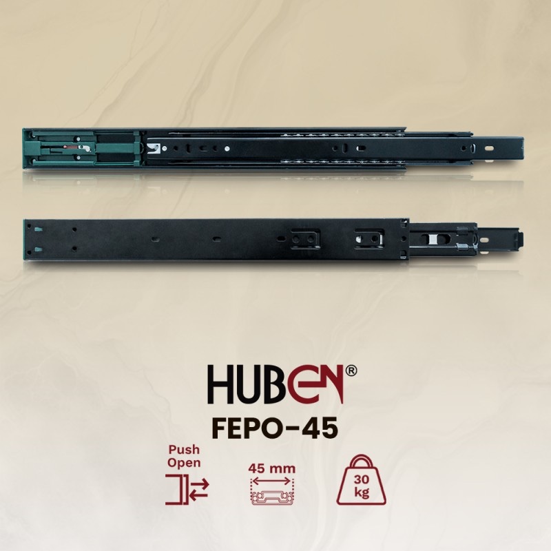 Rel Laci Full Extension Push Open FEPO-45 Huben (1 Pasang) - Rel Laci Dapur 40cm 45cm